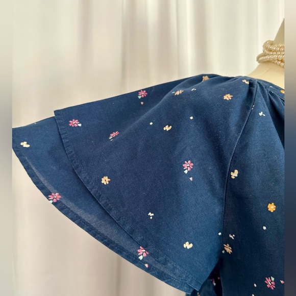 St. John's Bay Blue Ruffled V-Neck Blouse (747) - Picture 6 of 9